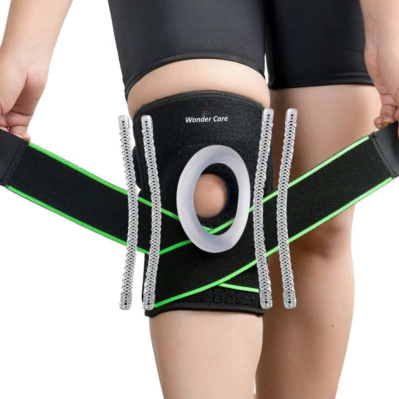 Wonder Care Neoprene Blend Adjustable Knee Support With Anti-Slip Silicon Strip,Breathable Patella Knee Brace Cap For Pain Relief,Sports, Arthritis Protection For Men & Women Free Size