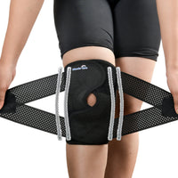 Wonder Care Adjustable Wrap Knee Support Brace, Air Mesh Fabric Knee Brace Cap for Pain Relief, Sports, Arthritis, Running Protection (Black)