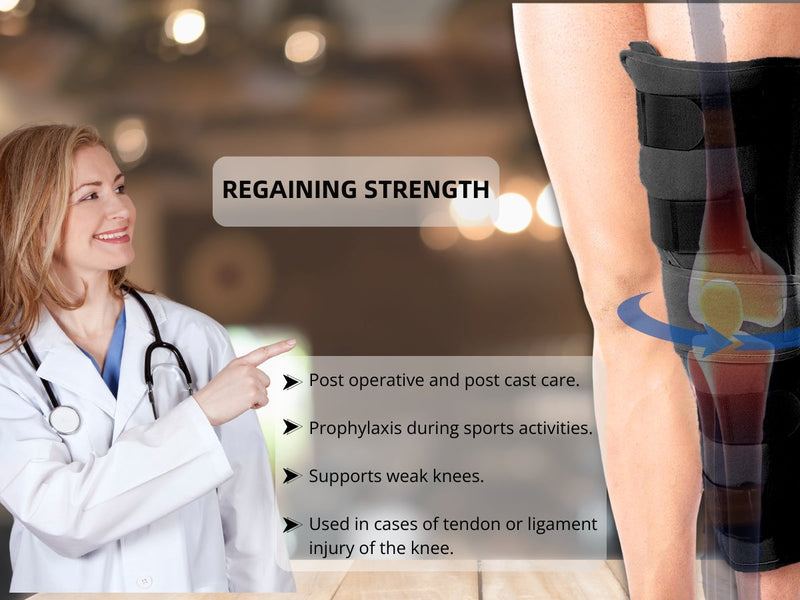 Wonder Care Knee Immobilizer Cotton Brace Support Dislocation Injuries Ligament Tear Wrap around Stabilizer Splint For Men & Women
