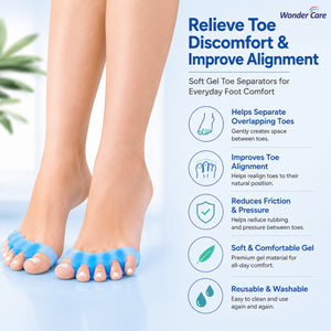 BUY 1 Get 1 FREE Wonder Care Silicone Toe Separator For Feet Gel Toe Pads Toe Big Toe Corrector Bunion Toe Straightener Yoga Toe Stretcher Hammer Toe Bunion