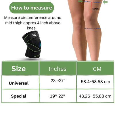 Wonder Care Neoprene Blend Adjustable Knee Support With Anti-Slip Silicon Strip,Breathable Patella Knee Brace Cap For Pain Relief,Sports, Arthritis Protection For Men & Women Free Size