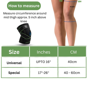 Wonder Care Neoprene Blend Adjustable Knee Support With Anti-Slip Silicon Strip,Breathable Patella Knee Brace Cap For Pain Relief,Sports, Arthritis Protection For Men & Women Free Size