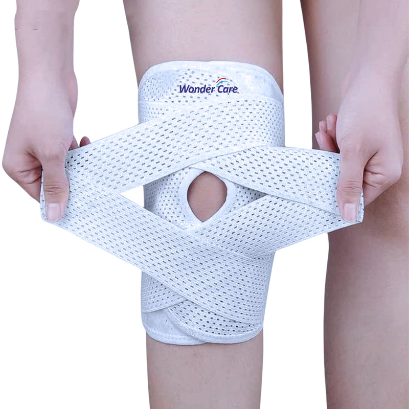 Wonder Care Adjustable Wrap Knee Support Brace, Air Mesh Fabric Knee Brace Cap for Pain Relief, Sports, Arthritis, Running Protection