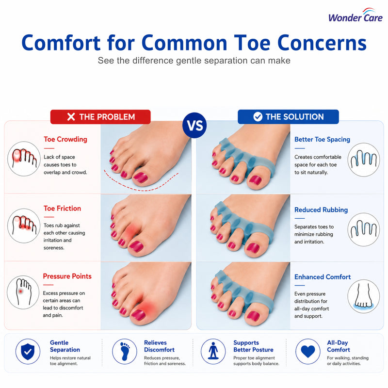 BUY 1 Get 1 FREE Wonder Care Silicone Toe Separator For Feet Gel Toe Pads Toe Big Toe Corrector Bunion Toe Straightener Yoga Toe Stretcher Hammer Toe Bunion