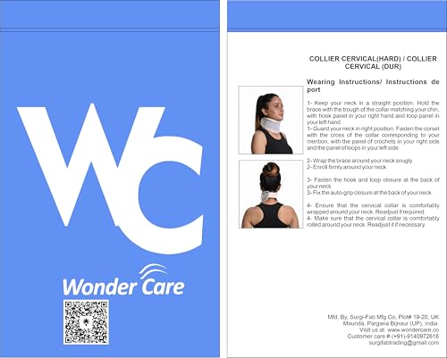 Wonder Care Rigid Cervical Collar Plastic Neck Support Brace Adjustable Height Collar Neck Support Brace Neck Brace for Neck Pain and Support for Women & Men