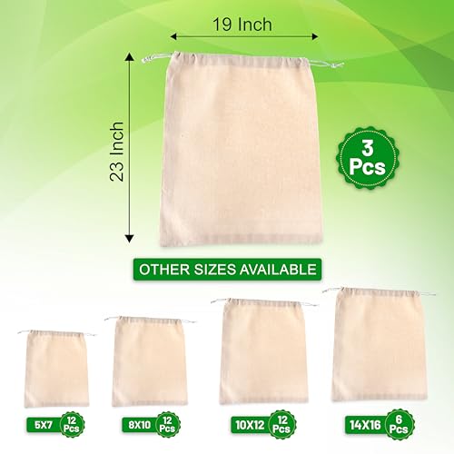 Wonder Care Reusable cotton bags small drawstring pouch cotton cloth bag -Muslin Bags with Drawstring Canvas drawstring bags small- sachet bags Reusable small cloth bags Pouch for Party Home Supplies