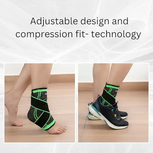 Wonder Care Ankle Brace Compression Sleeve Support for Women & Men Ankle Wrap with Ankle Strap for Running Youth ankle brace for sports Ankle Fasciitis Achilles Tendon brace for plantar fasciitis