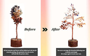 Wonder Care Seven Chakra Natural Healing Reiki Crystal Bonsai Lucky Money Tree for Happiness, Wealth and Prosperity Feng Shui Home Office Decor Spiritual Gift