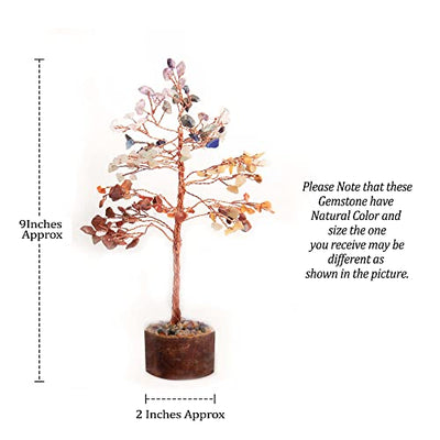Wonder Care Seven Chakra Natural Healing Reiki Crystal Bonsai Lucky Money Tree for Happiness, Wealth and Prosperity Feng Shui Home Office Decor Spiritual Gift