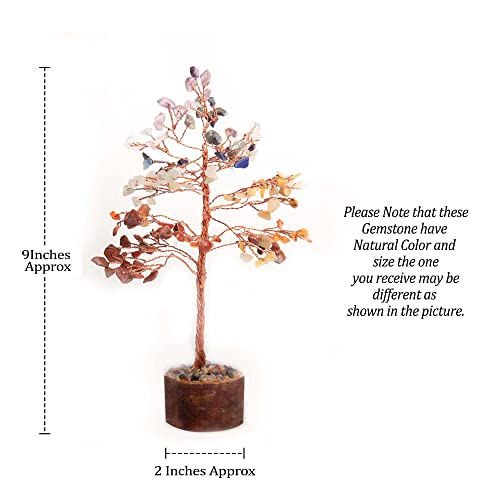Wonder Care Seven Chakra Natural Healing Reiki Crystal Bonsai Lucky Money Tree for Happiness, Wealth and Prosperity Feng Shui Home Office Decor Spiritual Gift