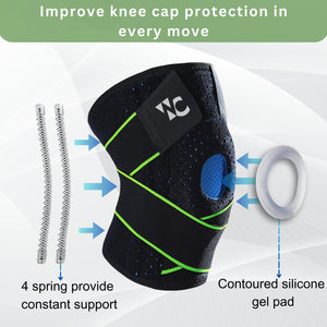 Wonder Care Neoprene Blend Adjustable Knee Support With Anti-Slip Silicon Strip,Breathable Patella Knee Brace Cap For Pain Relief,Sports, Arthritis Protection For Men & Women Free Size