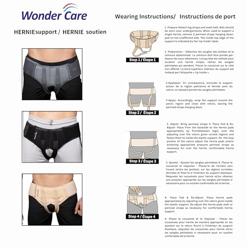 Wonder Care Hernia Belt for Men - Groin Hernia Support for Men 2 Removable Compression Pads & Adjustable Groin Straps Double inguinal Hernia Support for Men