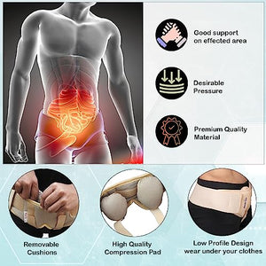 Wonder Care Hernia Belt for Men - Groin Hernia Support for Men 2 Removable Compression Pads & Adjustable Groin Straps Double inguinal Hernia Support for Men