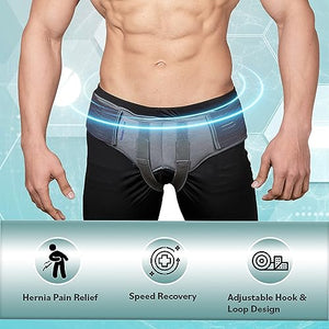 Wonder Care- Grey Hernia belt for men Truss Brace with one removable compression pad