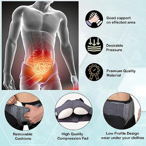 Wonder Care- Grey Hernia belt for men Truss Brace with one removable compression pad