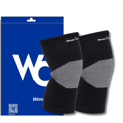 BUY 1 Get 1 FREE Wonder Care Black Bamboo Knee Sleeves for Men/Women, Knee Support for Running, Gym, Badminton, Sports, Compression Knee Sleeves | Perfect Knee Brace for Knee Pain and Enhanced Comfort