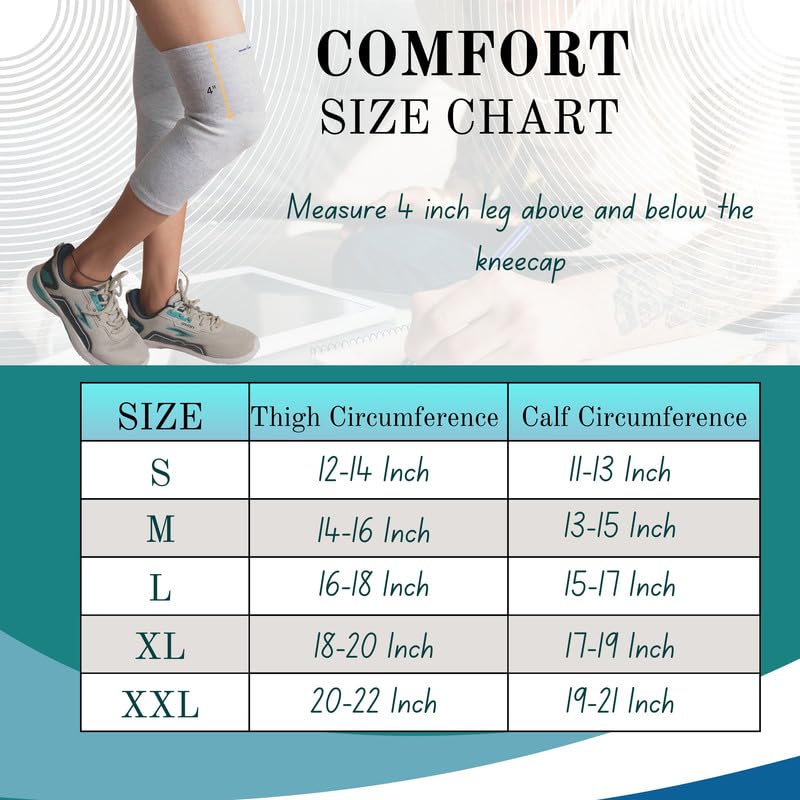 BUY 1 Get 1 FREE Wonder Care Black Bamboo Knee Sleeves for Men/Women, Knee Support for Running, Gym, Badminton, Sports, Compression Knee Sleeves | Perfect Knee Brace for Knee Pain and Enhanced Comfort