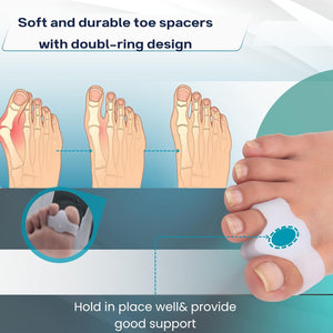 BUY 1 Get 1 FREE Wonder Care Silicone Toe Separator For Feet Gel Toe Pads Toe Big Toe Corrector Bunion Toe Straightener Yoga Toe Stretcher Hammer Toe Bunion [Pair of 1-2 Pieces]