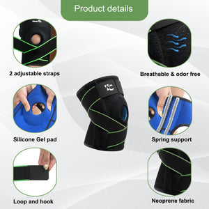 Wonder Care Neoprene Blend Adjustable Knee Support With Anti-Slip Silicon Strip,Breathable Patella Knee Brace Cap For Pain Relief,Sports, Arthritis Protection For Men & Women Free Size