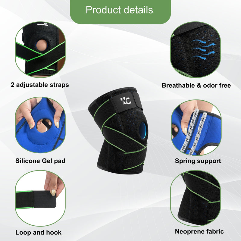 Wonder Care Neoprene Blend Adjustable Knee Support With Anti-Slip Silicon Strip,Breathable Patella Knee Brace Cap For Pain Relief,Sports, Arthritis Protection For Men & Women Free Size