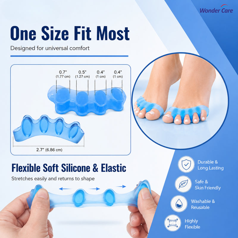 BUY 1 Get 1 FREE Wonder Care Silicone Toe Separator For Feet Gel Toe Pads Toe Big Toe Corrector Bunion Toe Straightener Yoga Toe Stretcher Hammer Toe Bunion