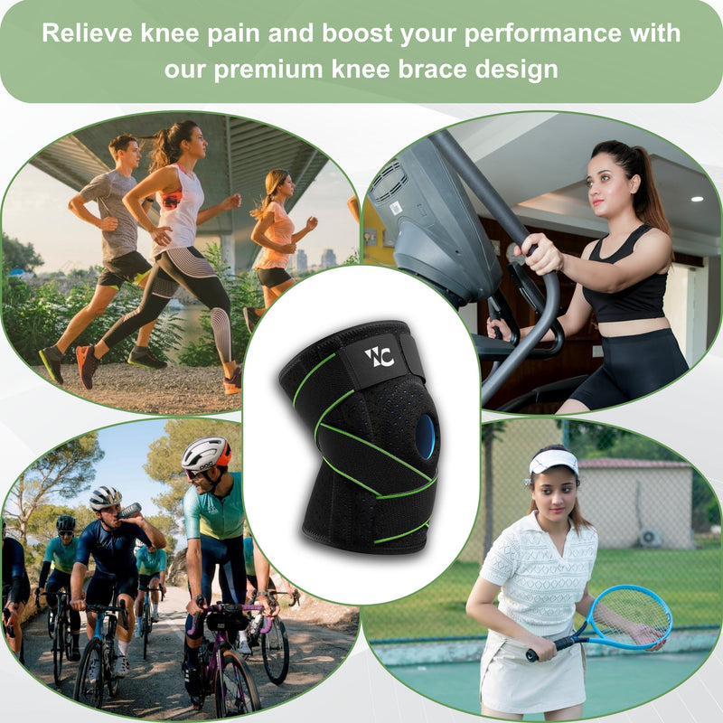 Wonder Care Neoprene Blend Adjustable Knee Support With Anti-Slip Silicon Strip,Breathable Patella Knee Brace Cap For Pain Relief,Sports, Arthritis Protection For Men & Women Free Size