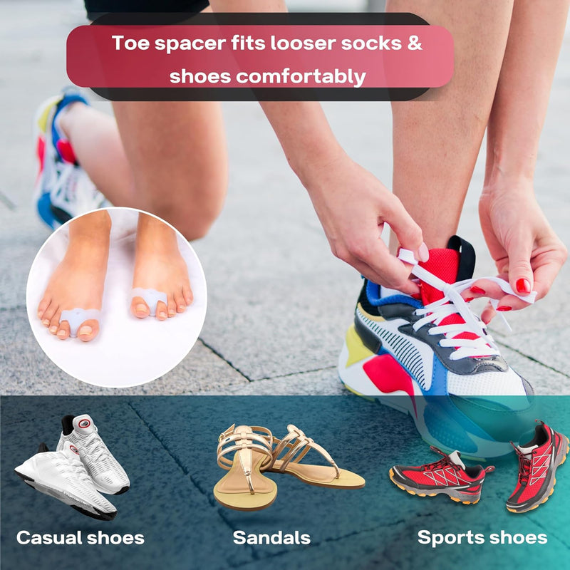 BUY 1 Get 1 FREE Wonder Care Silicone Toe Separator For Feet Gel Toe Pads Toe Big Toe Corrector Bunion Toe Straightener Yoga Toe Stretcher Hammer Toe Bunion [Pair of 1-2 Pieces]