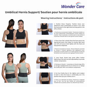 Wonder Care Polyester, Umbilical Black Hernia Belt Pain Relief Support Brace With 1 Removable Compression Pad For Men & Women