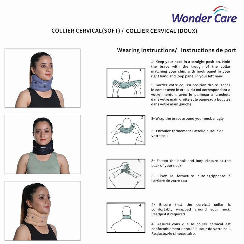 Wonder Care Cotton Soft Cervical Collar Adjustable Collar Neck Support Brace,Neck Support Soft Neck Collar Neck Brace For Neck Pain And Support For Women & Men- Medium