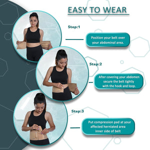 Wonder Care Polyester Umbilical Hernia Belt Hernia Support Brace with Removable Compression Pad Navel Hernia Pain Relief for Men & Women