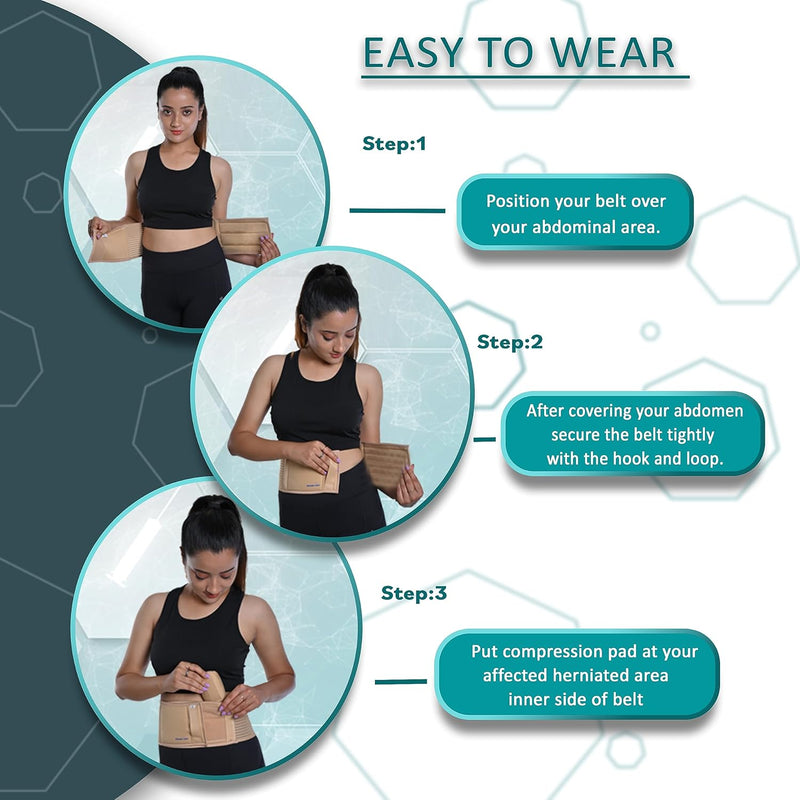 Wonder Care Umbilical Hernia Belt Hernia Support Brace with Removable Compression Pad Navel Hernia Pain Relief for Men & Women, Cotton