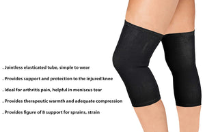 Wonder Care Knee Cap Support for Knee Joint Pain Relief Stretchable Knee Compression Brace Pair for Men & Women Arthritis Relief (Black)